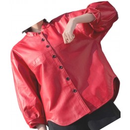 Womens Amazing Style Outwear Real Lambskin Red Leather Top