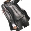Womens Designer Outwear Real Lambskin Black Leather Top