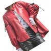 Womens Designer Outwear Real Lambskin Red Leather Top