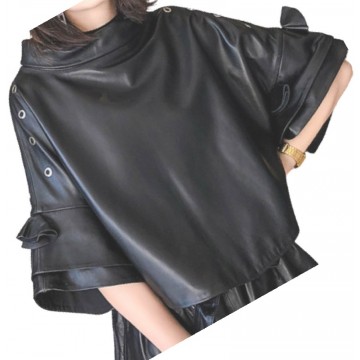 Womens Fabulous Outwear Real Lambskin Black Leather Top