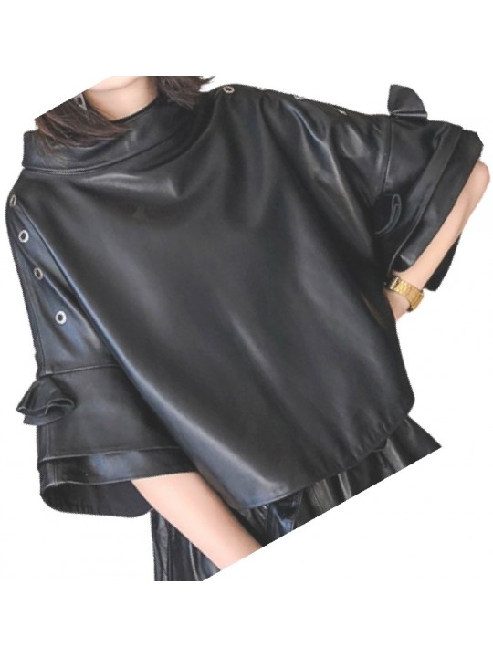 Womens Fabulous Outwear Real Lambskin Black Leather Top