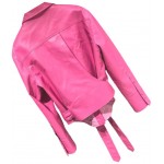 Womens Marvellous Design Outwear  Real Lambskin Pink Leather Top