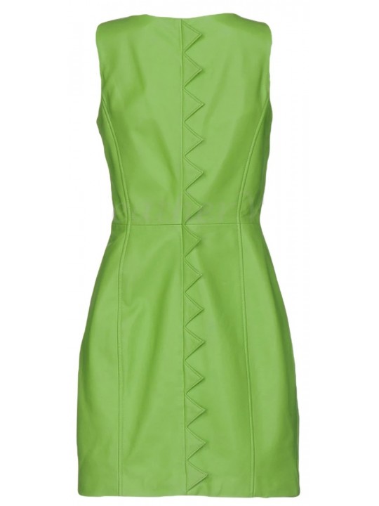 Womens Classic Real Sheepskin Green Leather Dress