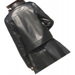 Womens Fabulous Outwear Dress Real Lambskin Black Leather Top And Skirt