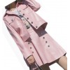 Womens Fabulous Outwear Dress Real Lambskin Pink Leather Top And Skirt