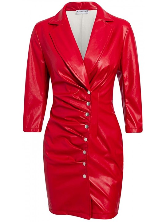 Womens Glamorous Real Sheepskin Red Leather Dress