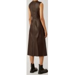 Womens New Fashion Sleeveless Real Sheepskin Brown Leather Dress