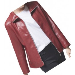 Casual Fashion Ladies Real Sheepskin Red Leather Jacket
