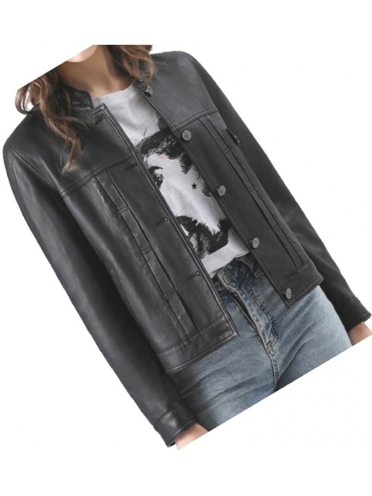 Cool Look Girls Real Sheepskin Black Leather Jacket