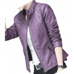 Girls Beautifully Crafted Original Lambskin Purple Leather Jacket Coat