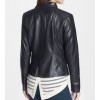 Girls Cool Style Genuine Lambskin Navy Blue Leather Jacket 
