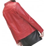 Girls Edgy Fashion Genuine Lambskin Red Leather Jacket Coat