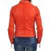Girls Fresh Look Genuine Lambskin Orange Leather Jacket