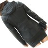 Ladies Hooded Real Sheepskin Black Leather Jacket Coat