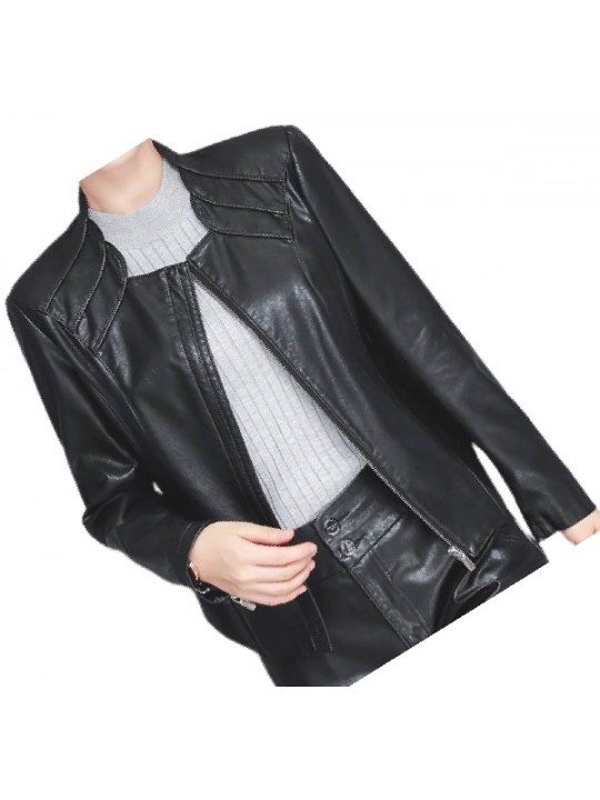 New Trendy Ladies Original Lambskin Black Leather Jacket