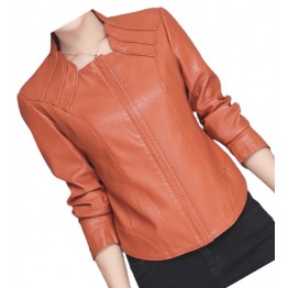 New Trendy Ladies Original Lambskin Brown Leather Jacket