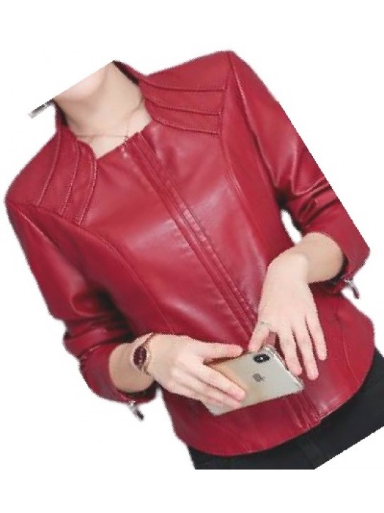 New Trendy Ladies Original Lambskin Red Leather Jacket