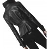 Peplum Waist Womens Real Sheepskin Black Leather Coat Jacket 