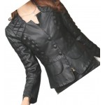 Womens Designer Genuine Lambskin Black Leather Jacket Coat