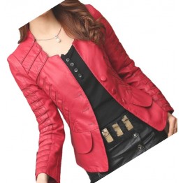 Womens Designer Genuine Lambskin Red Leather Jacket Coat