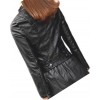 Womens High Fashion Real Sheepskin Black Leather Jacket Coat