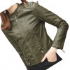 Womens High Fashion Real Sheepskin Olive Green Leather Jacket Coat