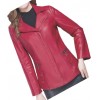 Womens Unique Fashion Real Goatskin Red Leather Jacket Coat