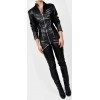 Womens Elegant Original Sheepskin Black Leather Jumpsuit