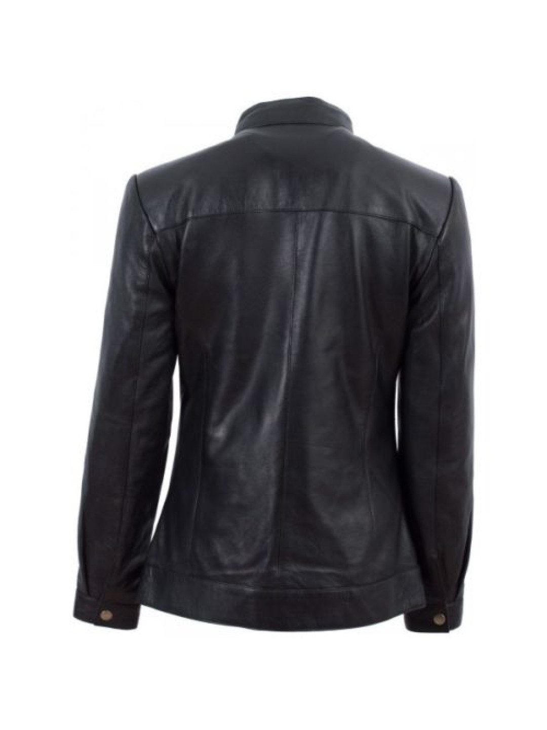 Womens Basic Front Zip Real Lambskin Black Leather Jacket