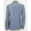 Womens Pure Blue Leather Simple Blazer Jacket