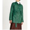 Women Green Leather Winter Coat Outfit