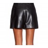 Womens High Waisted Black Spaghetti Strap Leather Shorts