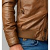 Best Quality Smooth Zip Closer Two Tone Brown Leather Bomber Jacket for Men