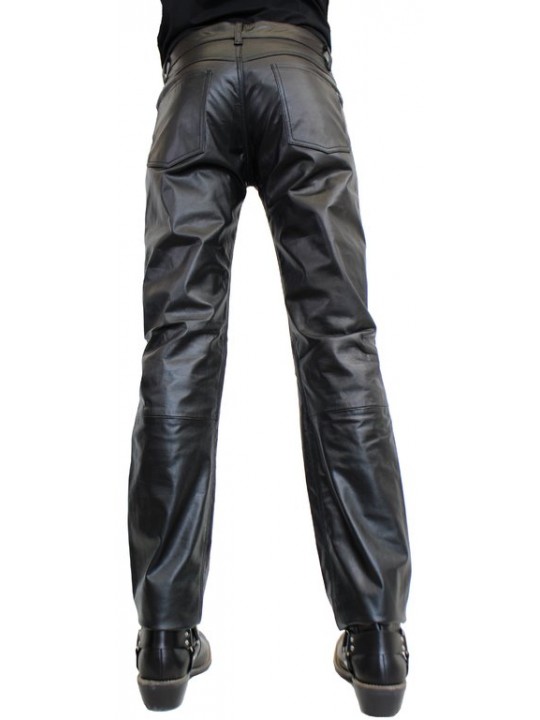 Classic Fashion Genuine Soft Black Leather Pants for Men