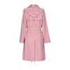 Classic Neckline Button Closing Baby Pink Leather Trench Coat for Women