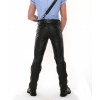Classic Rise Waist Black Leather Pants for Men 