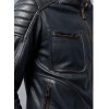 Contemporary Design Quilted Deep Navy Leather Moto Jacket for Men