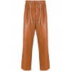 Drawstring Waist Tan Leather Trousers Pant for Men