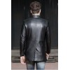High Quality Collar Long Black Leather Coat for Men