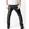 Asymmetrical Front Zip Skinny Black Leather Pants 