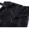 Ladies High Waisted Lambskin Black Leather Cropped Capri Pant