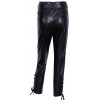 Ladies High Waisted Lambskin Black Leather Cropped Capri Pant