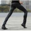 Men Fashionable Young Tight Genuine Black Leather Pants 