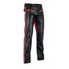 Mens Bootcut Fit Black Red Leather Pants Trouser