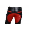 Mens Casual Custom Made Real Black and Red Leather Motorbike Pants