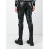 Mens Casual Real Black Leather Biker Trousers Pants