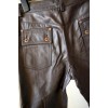 Mens Classic Genuine Soft Dark Brown Leather Straight Pants