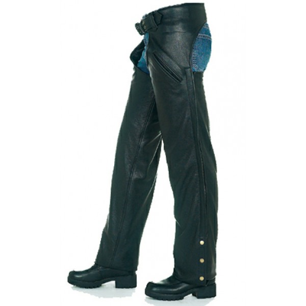Mens Naked Pocket Black Leather Riding Chaps