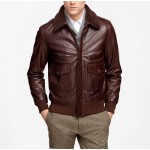 Mens Removable Fur Collar Genuine Brown Leather Bomber Jacket