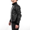 Mens Slim Fit Genuine Black Leather Bomber Jacket 